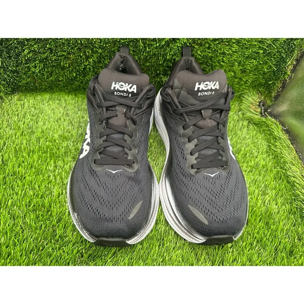 Hoka One One Bondi 8 1127954-BWHT Athletic Sneaker Womens 7.5D Black Mesh Sports
